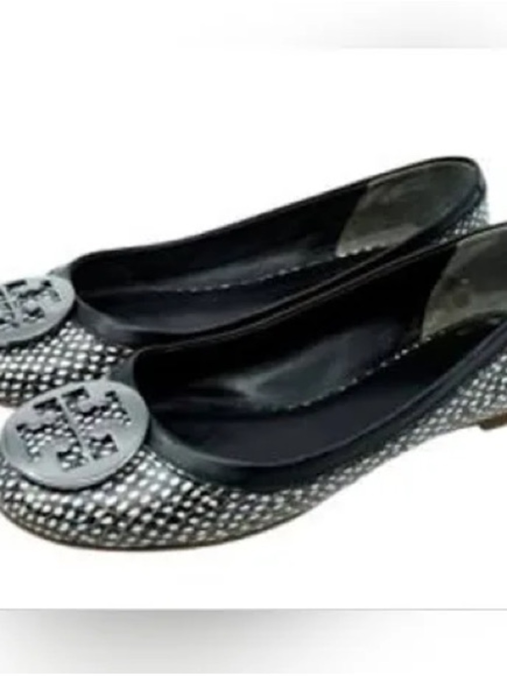 Tory Burch Black Woven Logo Ballet Flats